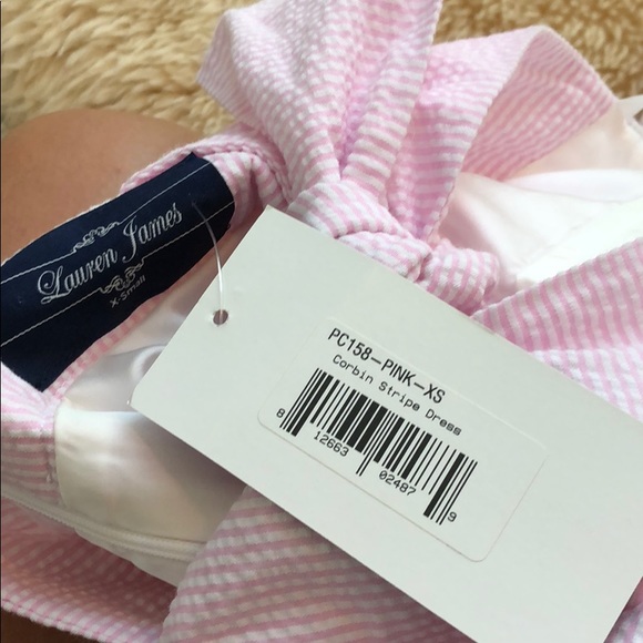 NWT Lauren James Light Pink Corbin Stripe Dress - Picture 6 of 7